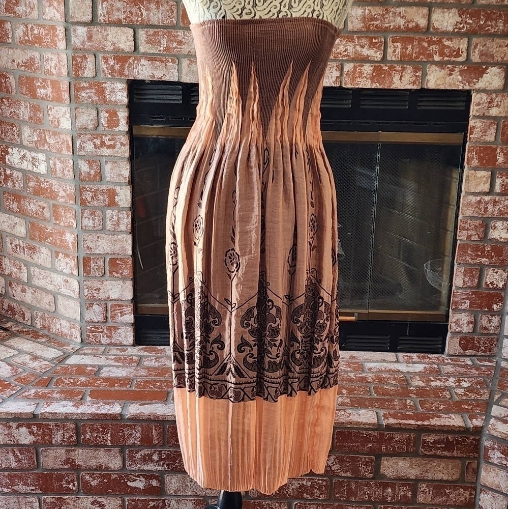 ANTHROPOLOGY LAPIS BOHEMIANS STYLE STRAPLESS DRESS